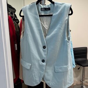 Zara Sky Blue Buttoned Vest
